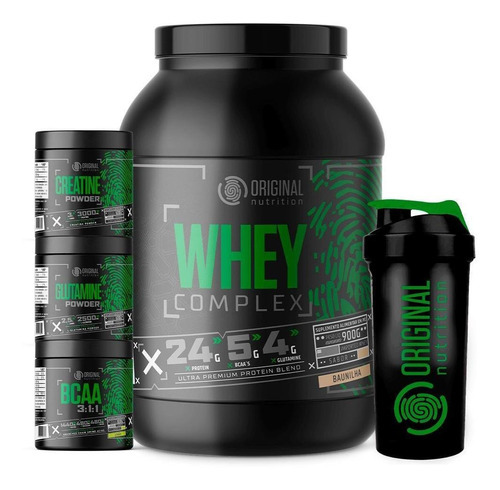 Kit On Whey Complex Baunilha Bcaa Glutamina Creatina 5 Itens