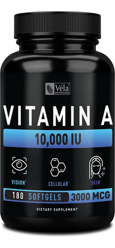 Vitamin A 180 Caps Vela - Unidad A - Unidad A $1005