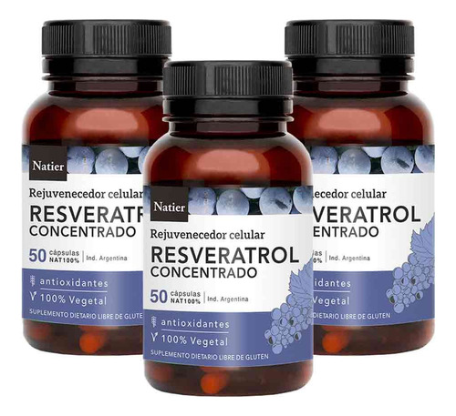 Pack Natier Resveratrol 150 Caps Rejuvenecedor Antioxidante