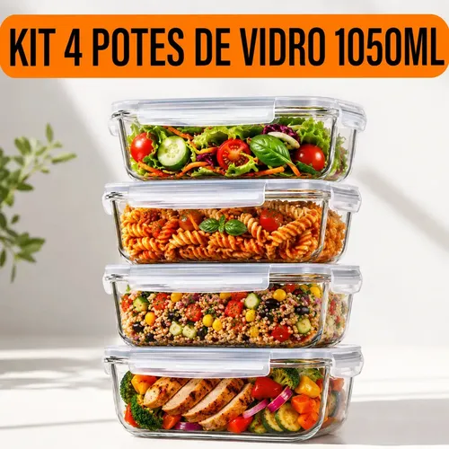 Yab Kit 4 Potes Herméticos de Vidro Borossilicato Yab Retangular 1.05