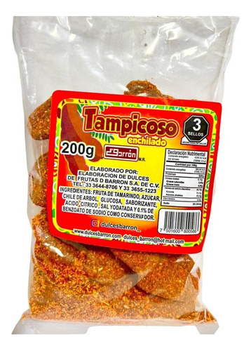 TAMARINDO CON CHILE D´BARRÓN TAMPICOSO tamarindo con chilito con tamarindo, chile de árbol 200g