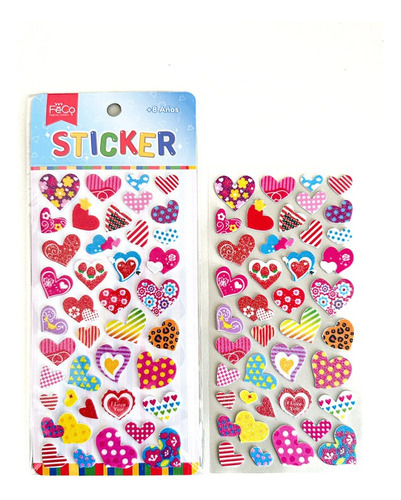 Pack 12 Stickers Infantil Pegatinas Colores Glitter 