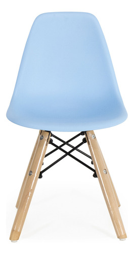 Cadeira Eames Infantil Eiffel Kids Pés De Madeira New Wood Cor Azul-claro