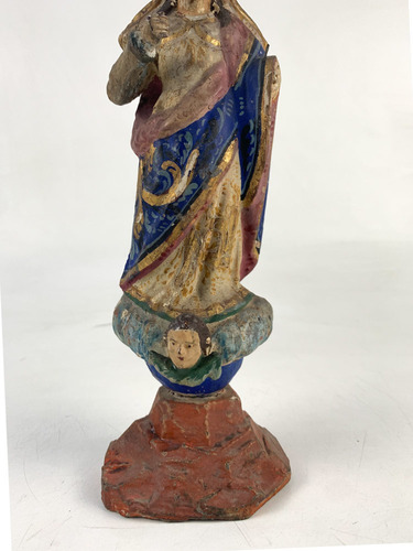 Imagem 6 de 9 de Antiga Santa Nossa Senhora Madeira Olho Vidro