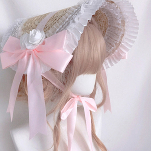 A@gift Shop Elegante Sombrero De Paja Con Parte Superior