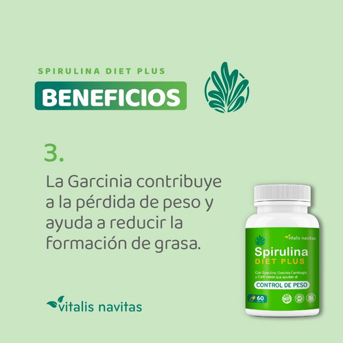 Imagen 4 de 9 de Plan 90 Días Bajar De Peso Spirulina Premium Vitalis Navitas