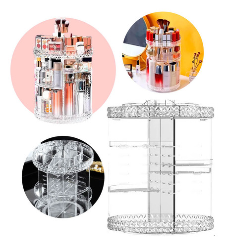 Organizador De Maquiagem Giratório Em Acrílico Transparente B-Max BM-F1125