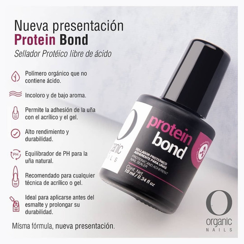 Imagen 4 de 4 de Protein Bond Organic Nails 10ml Envio Full