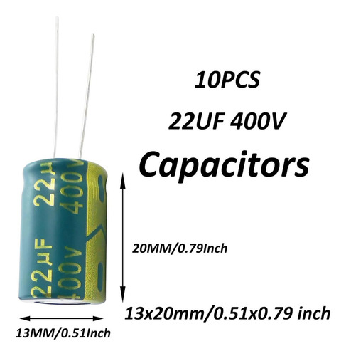 10 Pzas Capacitor Electrolítico 400v 22uf