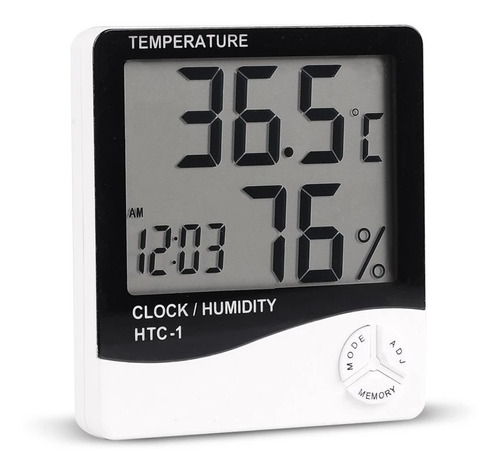 Higrometro Htc-1  Medidor De Temperatura Y Humedad Con Reloj