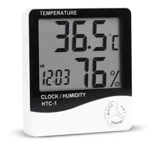 Higrometro Htc-1 Medidor De Temperatura Y Humedad Con Reloj