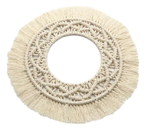 Boho Macrame Tapiz Redondo Espejo De Algodón Para Colgar En