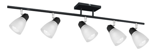 Aplique 5 Luces Techo Spot Riel Tulipa Vidrio Living Led E27 Estructura Negro/Cromo
