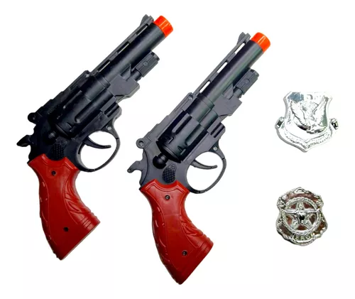 Arma Brinquedo Pistola Revolver 38 Com Distintivo Policial