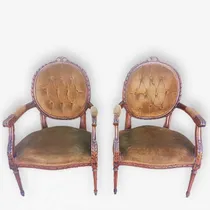 Comprar Antiguo Par De Sillones Petit Medallon Estilo Luis X V I
