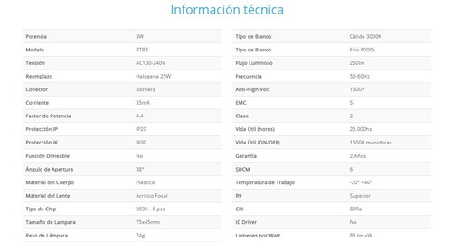 Imagen 3 de 8 de Spot Dicroica Movil 3w Blanco Listo Para Instalar Macroled