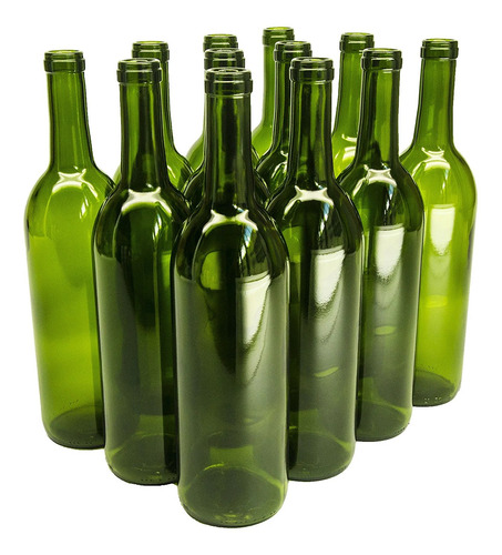 Botella De Cristal Para Vino Caja De 12 Unidades Color Verde