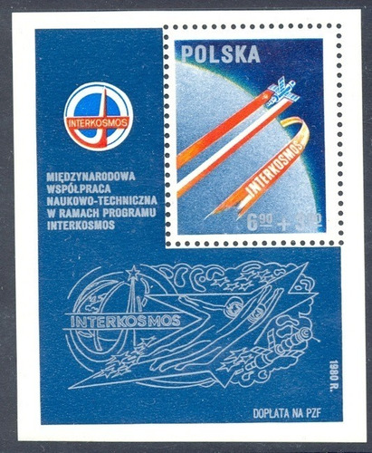 Estampilla Polonia Espacio Intercosmos 1988 Hojita