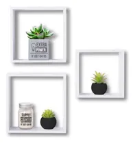 Comprar Set Estante Repisas Flotante Organizador Cubos Madera X3 Color Blanco