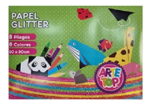 Carpeta Papel Glitter 8 Pliegos Arte Top