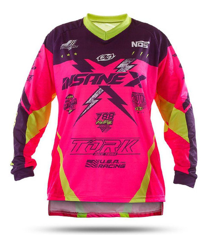 Camisa Motocross Insane X Rosa - Amarelo M