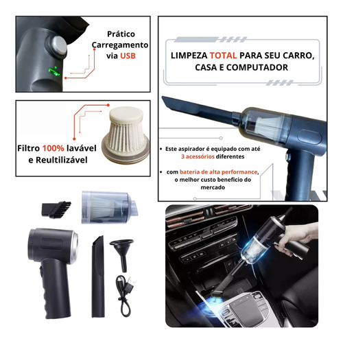 Aspirador De Pó 120w Com Função Sopradora Sem Fio
