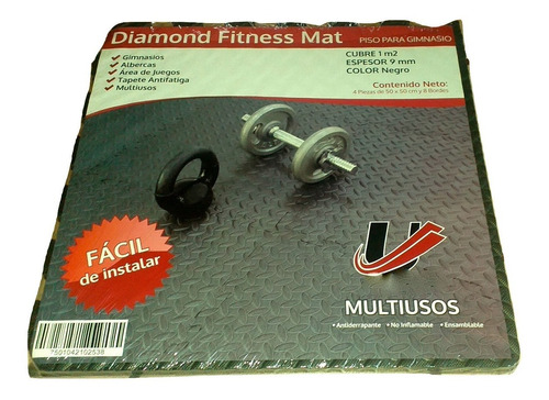 Tapete Piso Foamy Fomi Negro Gimnasio 10 M2 Diamantado