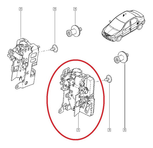 Cerradura Puerta Trasera Izquierda Renault Logan 1- Original