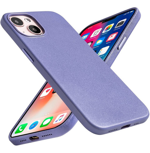 Funda Hechas A Mano De Cuero Para iPhone 13 Mini - Wisteria