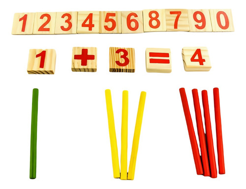 Set Matemático Infantil De Madera Didáctico Con Contadores Divertido Juego Mis Primeras Matematicas En Colores vibrantes