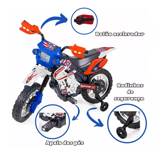 Motocross Eletrica Infantil Com Carregador Vermelha - Homeplay