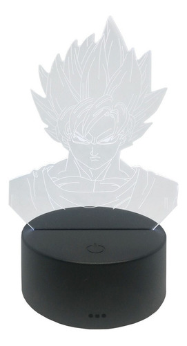 Lámpara Luz Led 3d Rgb Figura De Goku Super Saiyajin 2 Estructura Negro