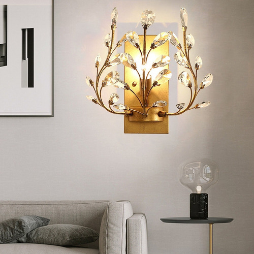 Moderna Lámpara Pared Cristal Led Lámpara Oro Porche