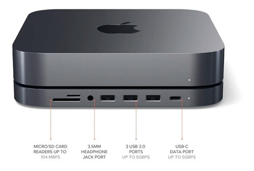 Hub Stand Satechi Para Mac Mini Usb-a Usb-c Jack 3.5 Sd
