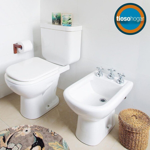 Imagen 3 de 10 de Combo Bari Ferrum Bidet Inodoro Deposito Mochila Largo