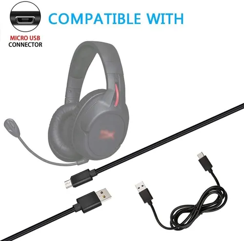 Cable De Carga Usb Para Hyperx Cloud Stinger Flight Y Mas