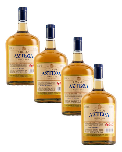 Four Pack Licor De Agave Orgullo Azteca Joven 3000 Ml
