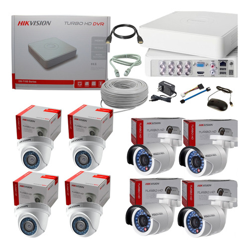 Cctv Hikvision Kit Dvr 8ch + 8 Cám+ Disco Duro 1tb Completo