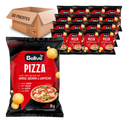 Kit 20 Snack Arroz, Quinoa, Lentilha Sabor Pizza Belive 35g