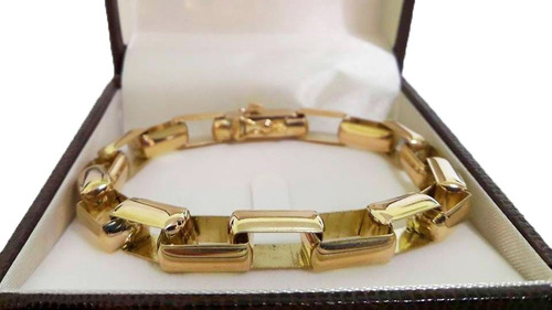 Pulseira Baguete Quadrada 52 Gramas Ouro 18k