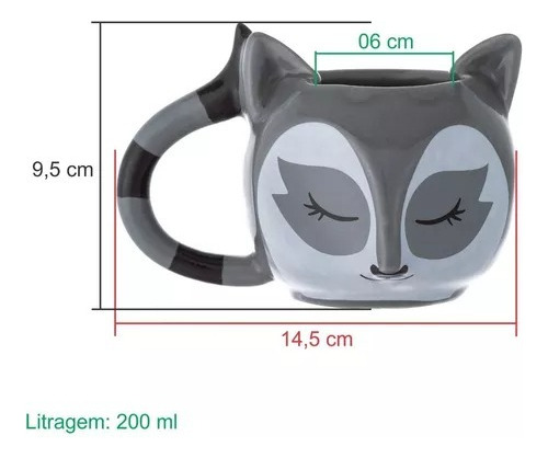 Caneca 3d Guaxinim | Cerâmica Decorativa | Animais