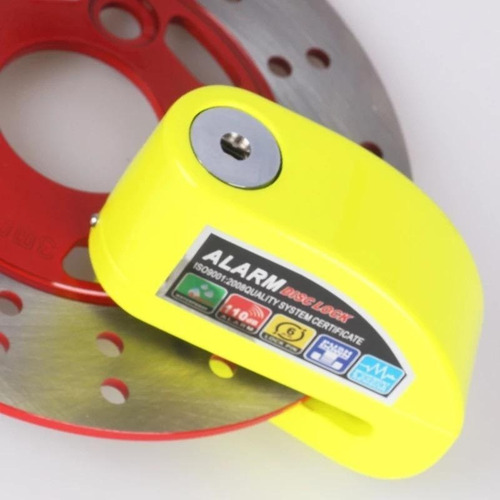Imagen 3 de 5 de Candado Traba Disco Con Alarma Moto Freno Bici Premium Llave
