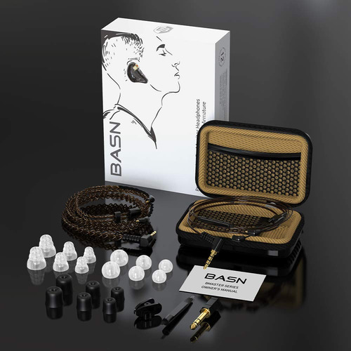 Auriculares Intrauditivos Bmaster Con Cable Mmcx Marrón Oscu Negro
