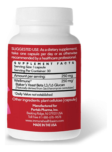 Immune Health Basics Beta Glucano Ultra Fuerte 30 Cápsulas