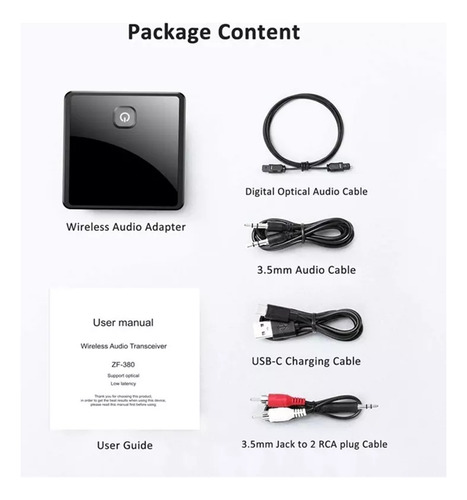 Transmisor Receptor Bluetooth Fibra Óptica Audio Estéreo