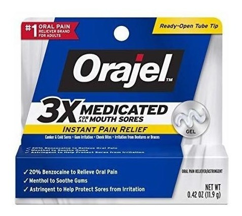 Orajel 3x Medicado Para Todos Llagas En La Boca Del Gel 0.42