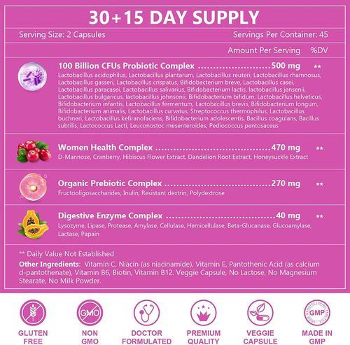 Imagen 2 de 7 de Probioticos Vaginales En Pastillas Con Prebioticos & Inulina