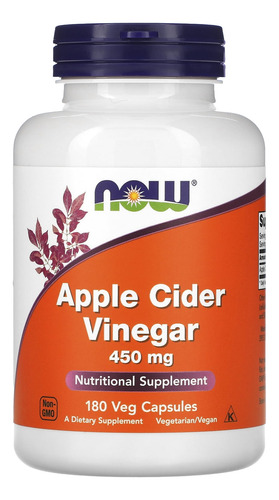 Apple Cider Vinegar 450 Mg 180 Cápsulas Now Foods