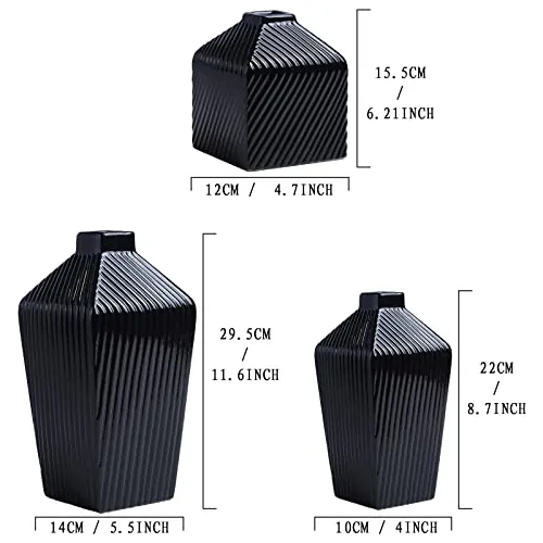 Conjunto De 3 Jarrones De Cerámica Negra, Centros De M...