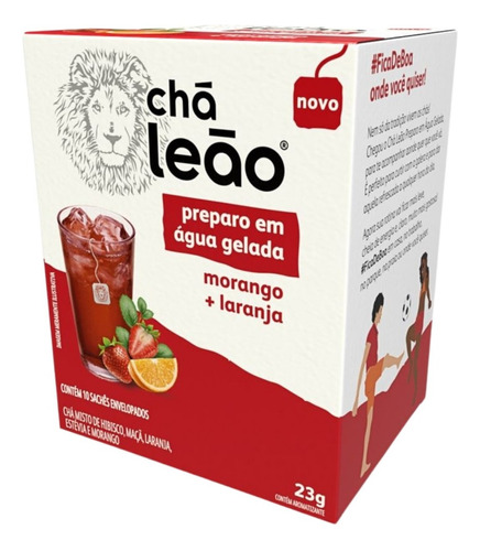 Chá Leão Água Gelada - Morango E Laranja 10 Sachês